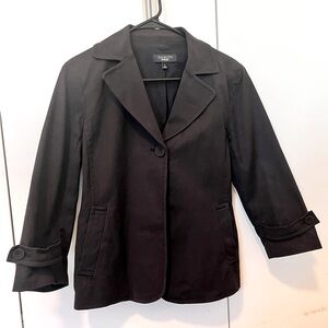 Talbots Black Cotton Single Button ¾ sleeve Blazer Easy Care Daily Wear Sz8
